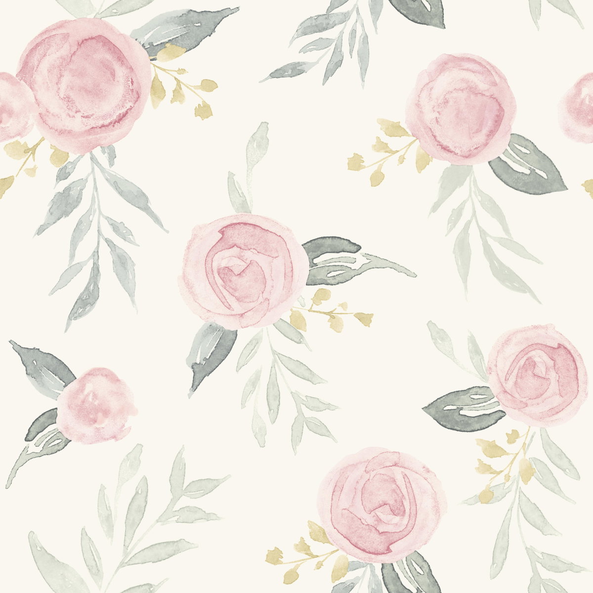 Watercolor Roses Pink Wallpaper, by York Wall, 33' length x 1'8.5" width x 0.02" depth