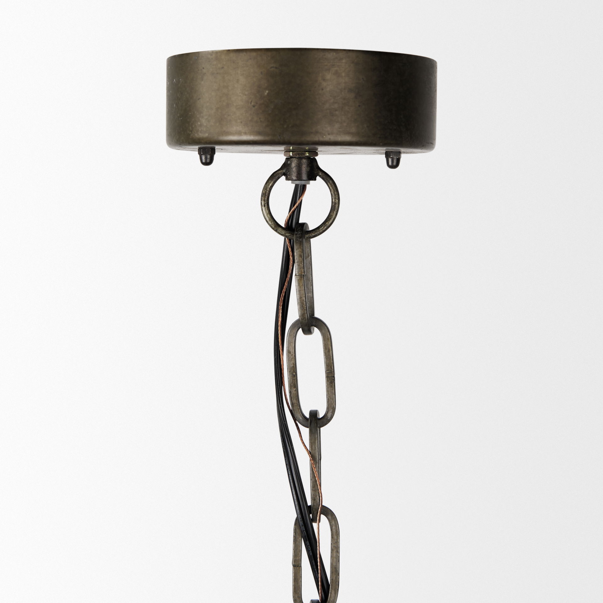 Zaio 12.5Lx 12.5W x 18.5H Weathered Antique Gold Metal Caged Bulb Pendant Light large image 