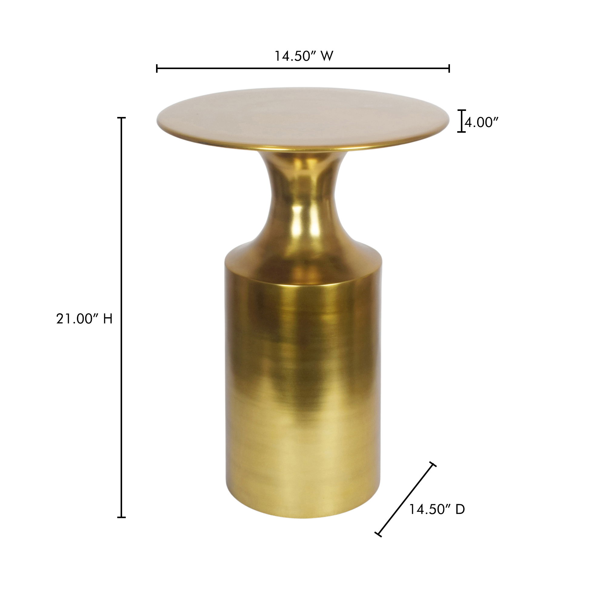 Rassa Accent Table Gold, Side & End Table by Moe's Home, 14.5" width x 21" height x 14.5" depth View 6