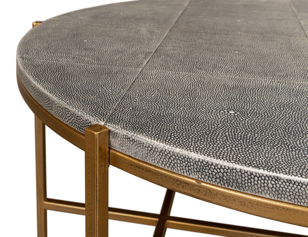 Grey Shagreen Coffee Table, by Sarreid, 2'10" length x 2'10" width x 1'4" height View 12