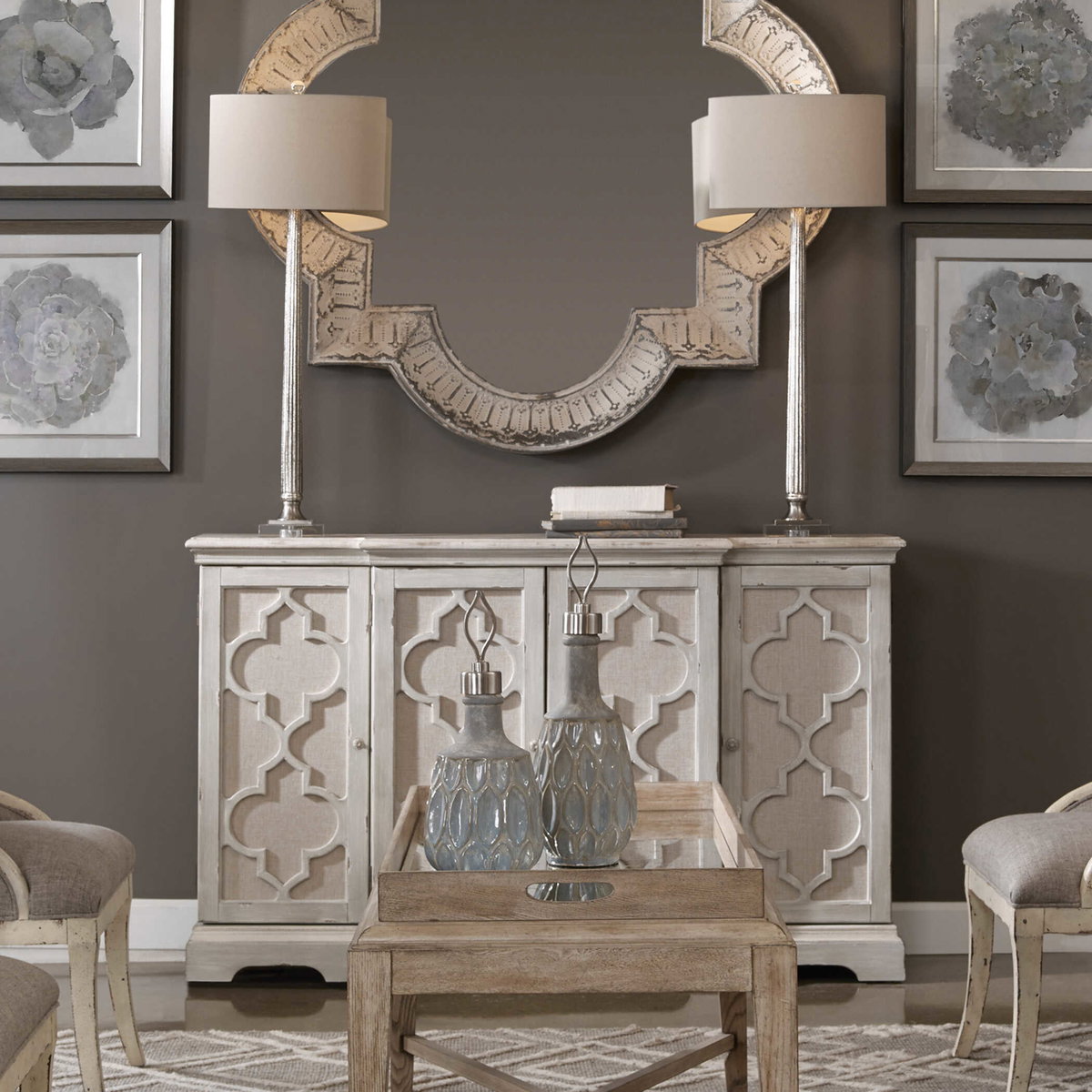 Sophie 4 Door Grey Cabinet, Cabinets & Sideboard by Uttermost, 60" width x 36" height x 14" depth View 7