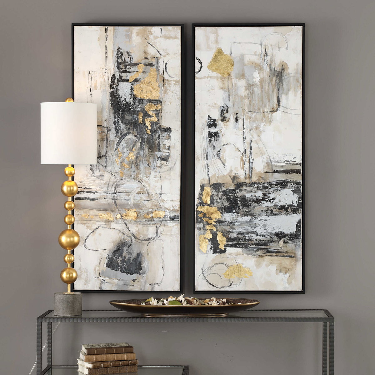 Life Scenes Abstract Art Set/2, Painting by Uttermost, 21" width x 51" height x 2.5" depth View 2