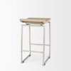 Givens Low Back 26in Seat Counter Stool | Brown Wood with Silver Metal, Counter & Bar Stool by Mercana, 14.1" length x 15.8" width x 26" height thumbnail 6