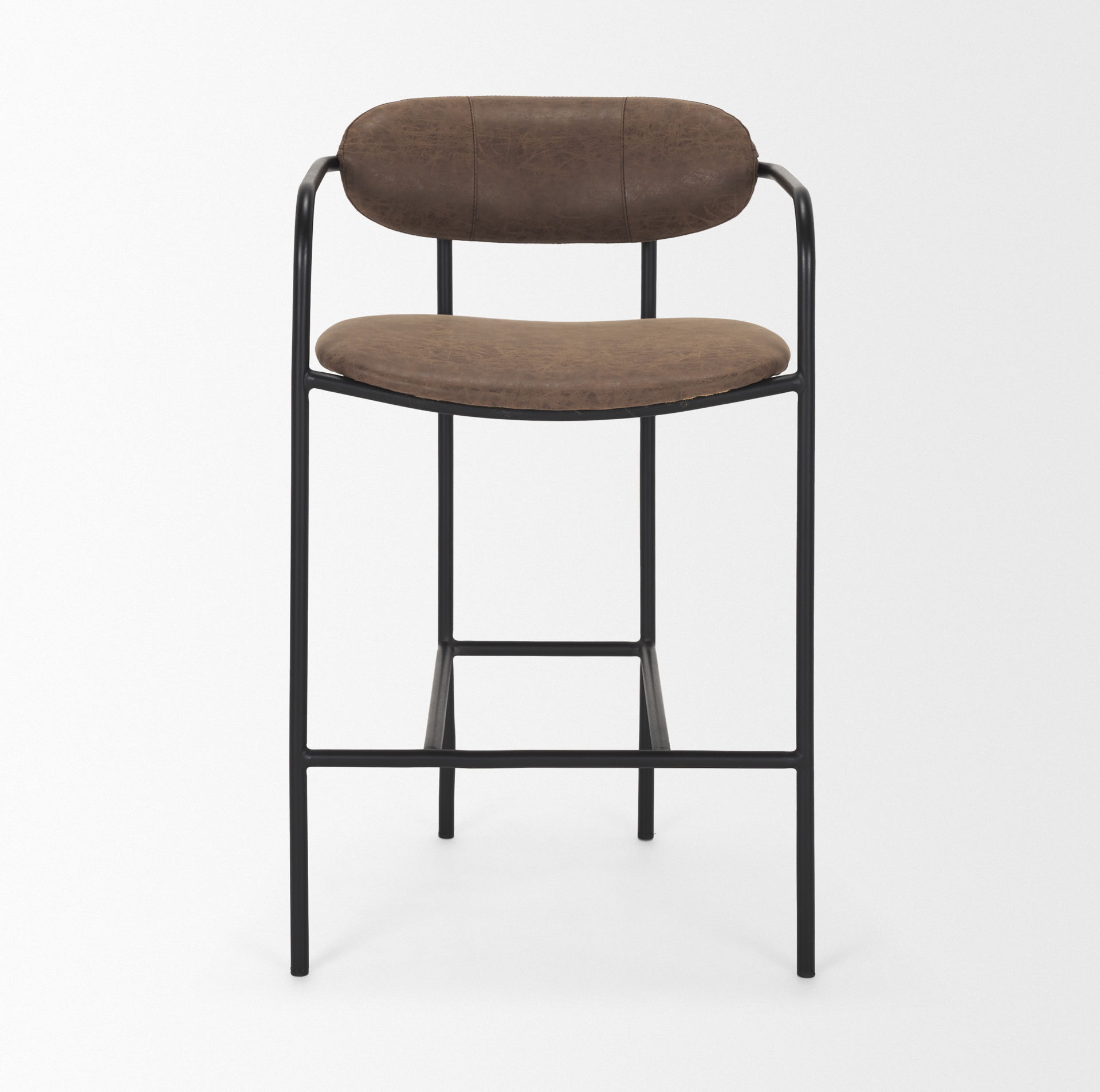 Parker Muted Brown Faux Leather with Black Metal Counter Stool large image 