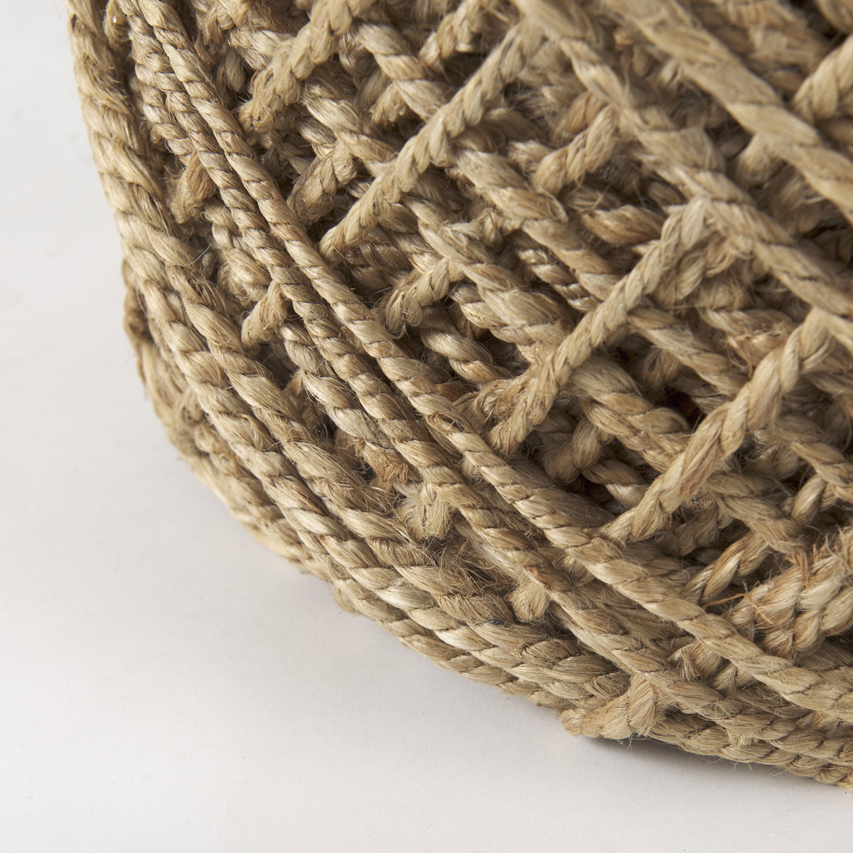 Allium Brown Handwoven Wool Cylindrical Pouf, Ottoman by Mercana, 15.75" length x 15.75" width x 17.75" height View 12
