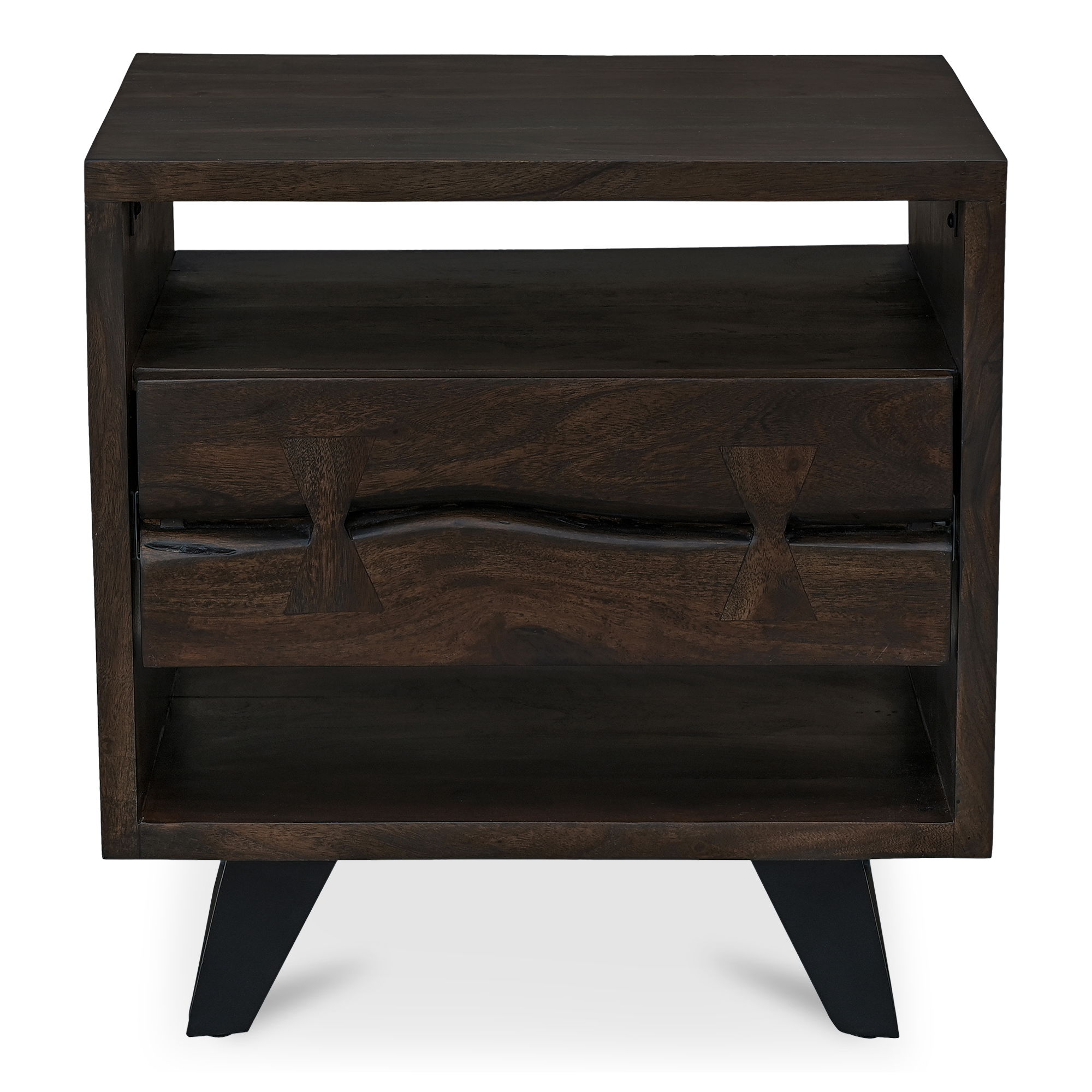 Madagascar Nightstand Dark Brown, by Moe's Home, 21.5" width x 22" height x 16" depth View 1