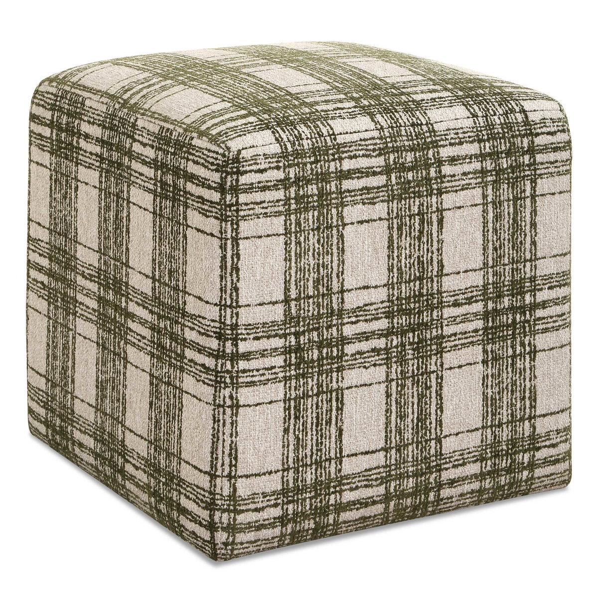 Joie Ireland Plaid Ottoman, by Uttermost, 18" width x 18" height x 18" depth View 1