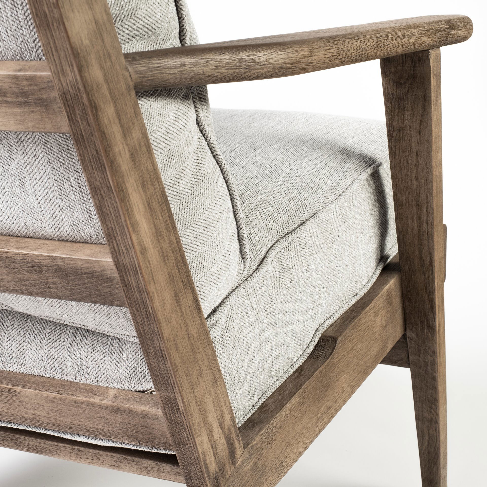 Olympus VI Frost Grey Fabric Wrapped Wooden Frame Accent Chair, by Mercana, 28" length x 31" width x 32" height View 9