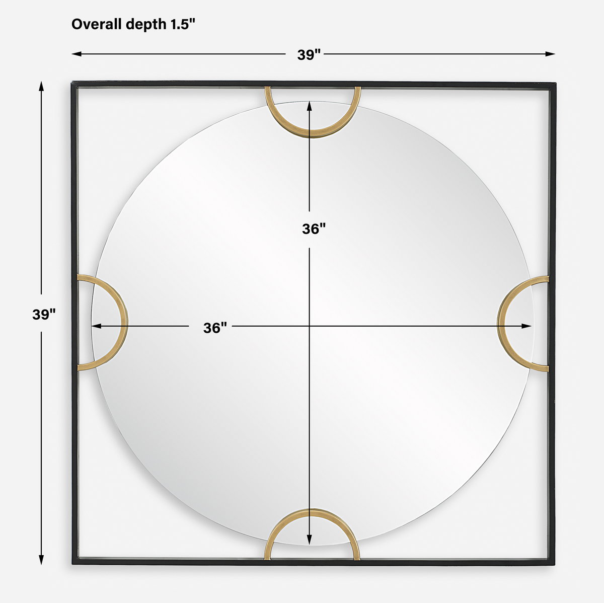 Hinson Square Mirror, by Uttermost, 39" width x 39" height x 1.5" depth View 3