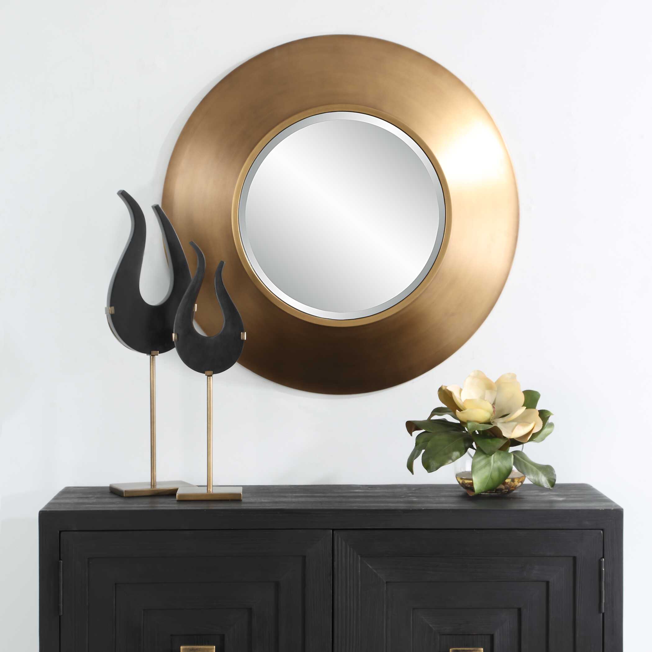 Contessa Round Gold Mirror, by Uttermost, 29.5" width x 29.5" height x 3.75" depth View 4