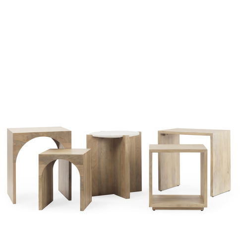 Chloe  Set of 2 Cottage Wood Nesting Accent Tables