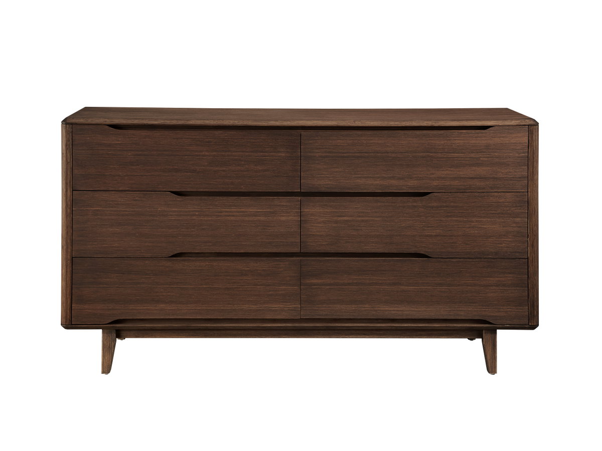 Currant Six Drawer Double Dresser, Oiled Walnut, by Greenington, 19" length x 64" width x 34.25" height View 2