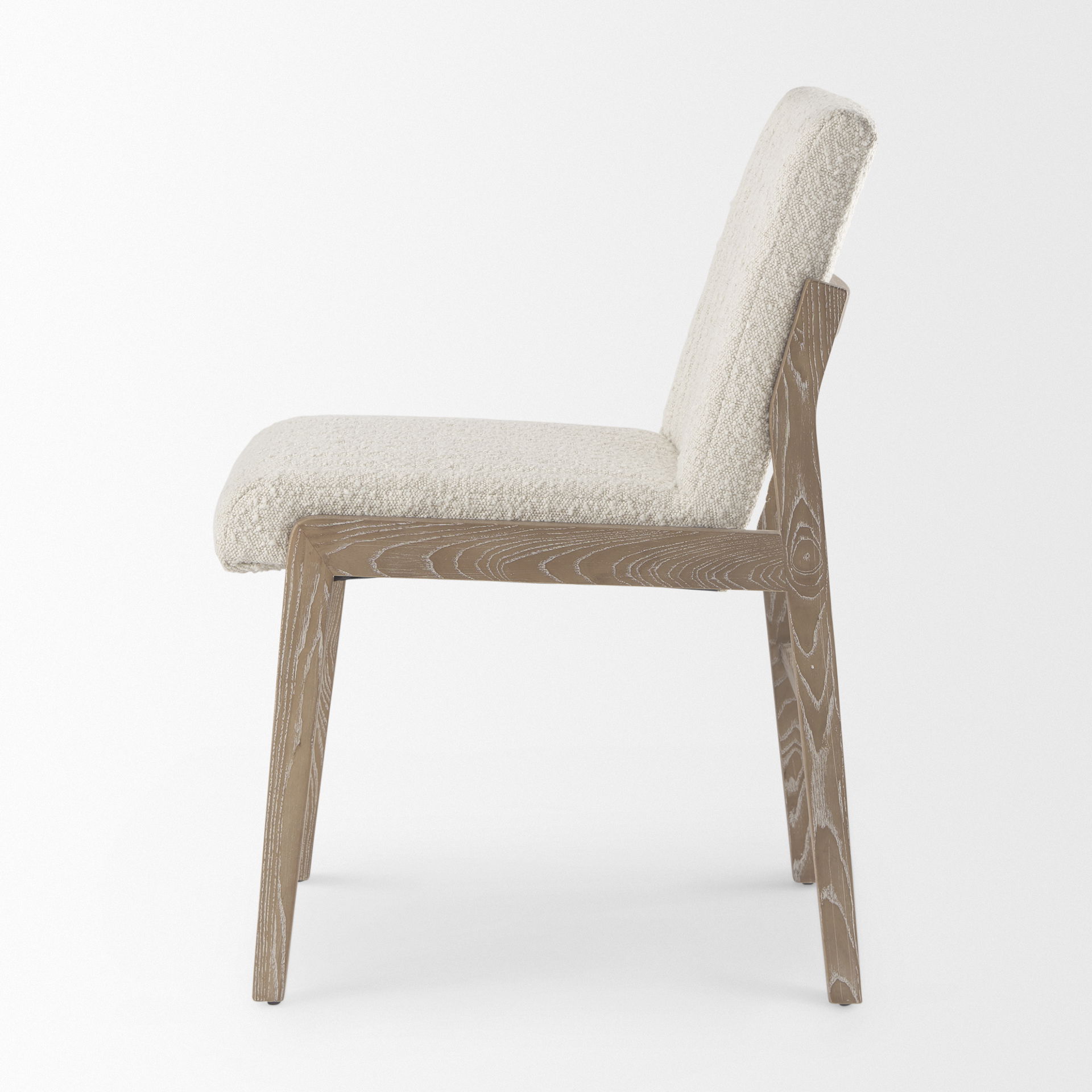 Tahoe Cream Boucle Upholstered and Light Brown Wood Armless Dining Chair large image 