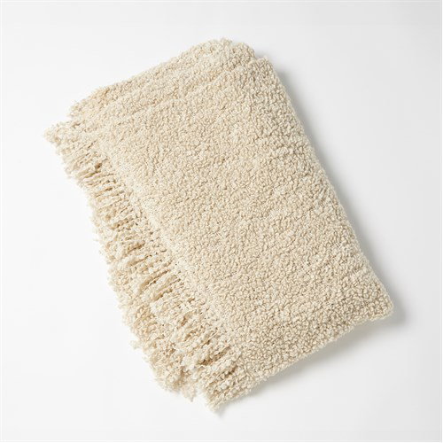 Textured Boucle ThrowNatural, by Global Views, 5'10" length x 5' width View 1