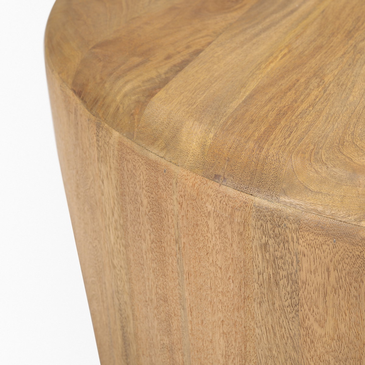 Shima Round Light Brown Wood with Arched Legs Coffee Table, by Mercana, 45" length x 45" width x 16" height View 9
