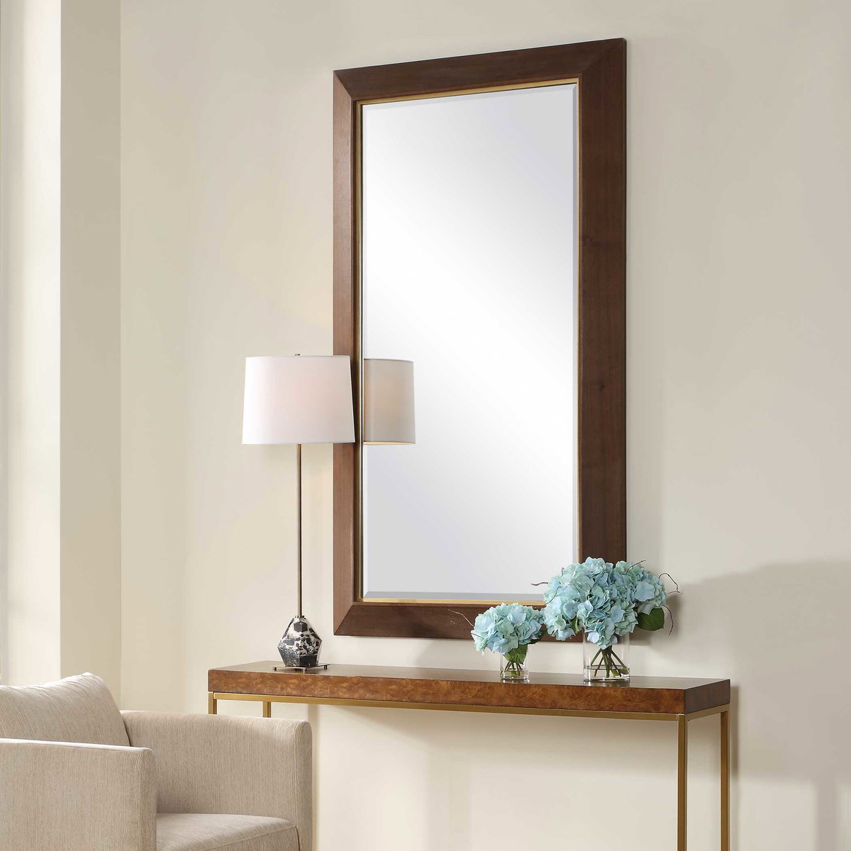 Matheson Rectangular Walnut Mirror, by Uttermost, 37.75" width x 68" height x 3.25" depth View 3