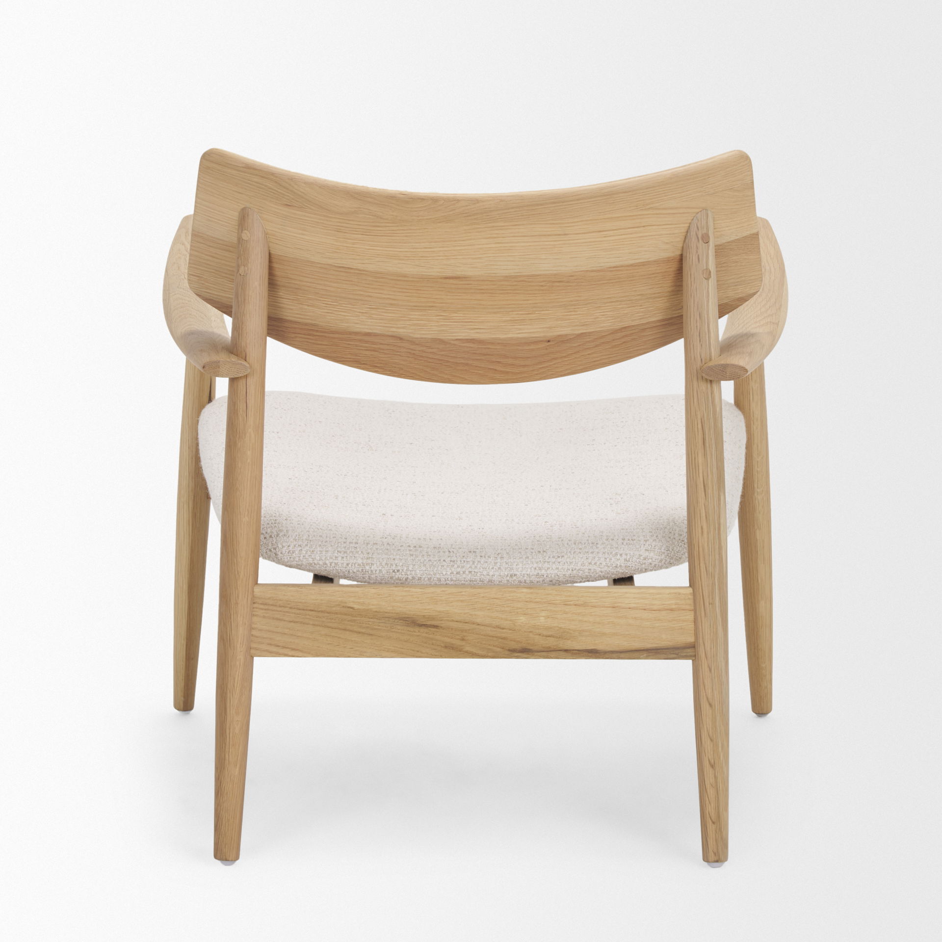 Haggen Light Brown Oak Wood with Cream Fabric Accent Chair, by Mercana, 27.56" length x 26.77" width x 28.35" height View 6