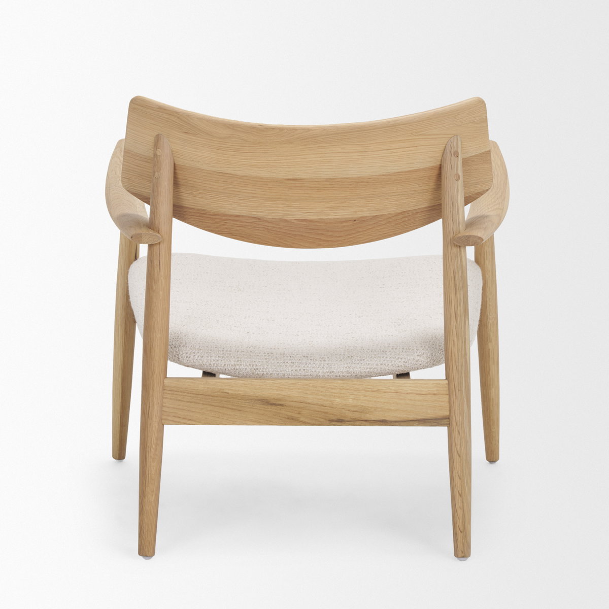 Haggen Light Brown Oak Wood with Cream Fabric Accent Chair, by Mercana, 27.56" length x 26.77" width x 28.35" height View 6