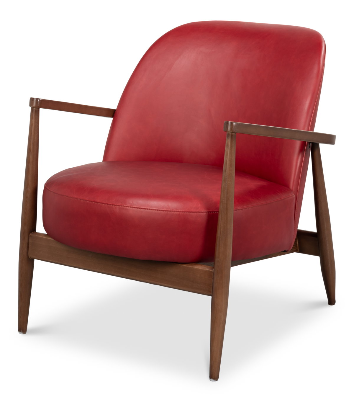 Pindar Armchair  Leather  New Rouge Red, by Sarreid, 2'7" length x 2'6" width x 2'6" height View 1