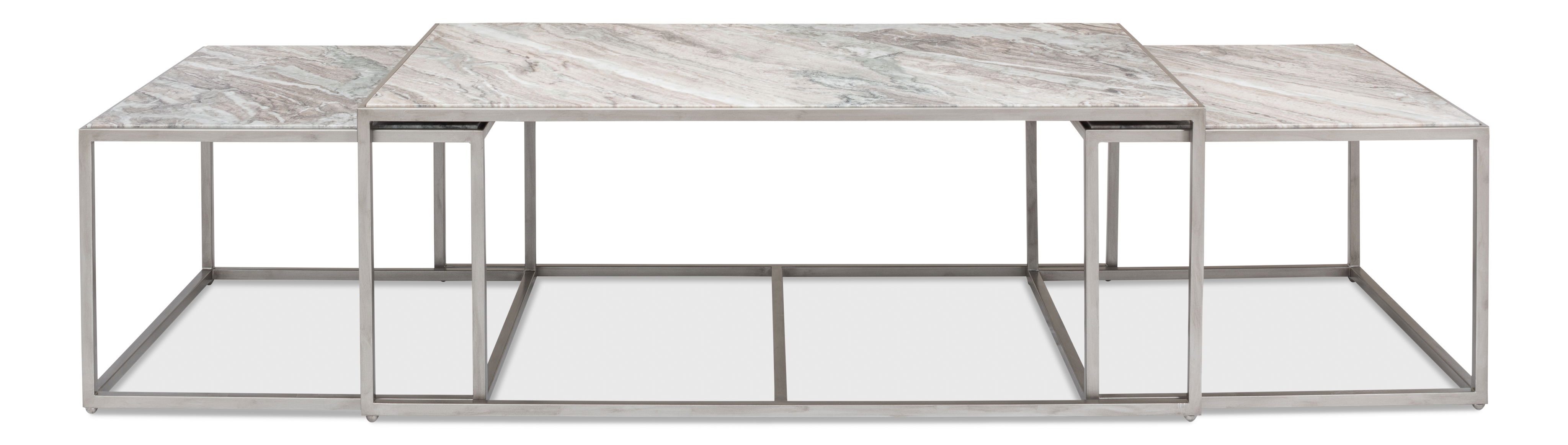 Set Of 3 Nesting Low Tables, Marble Tops large image 