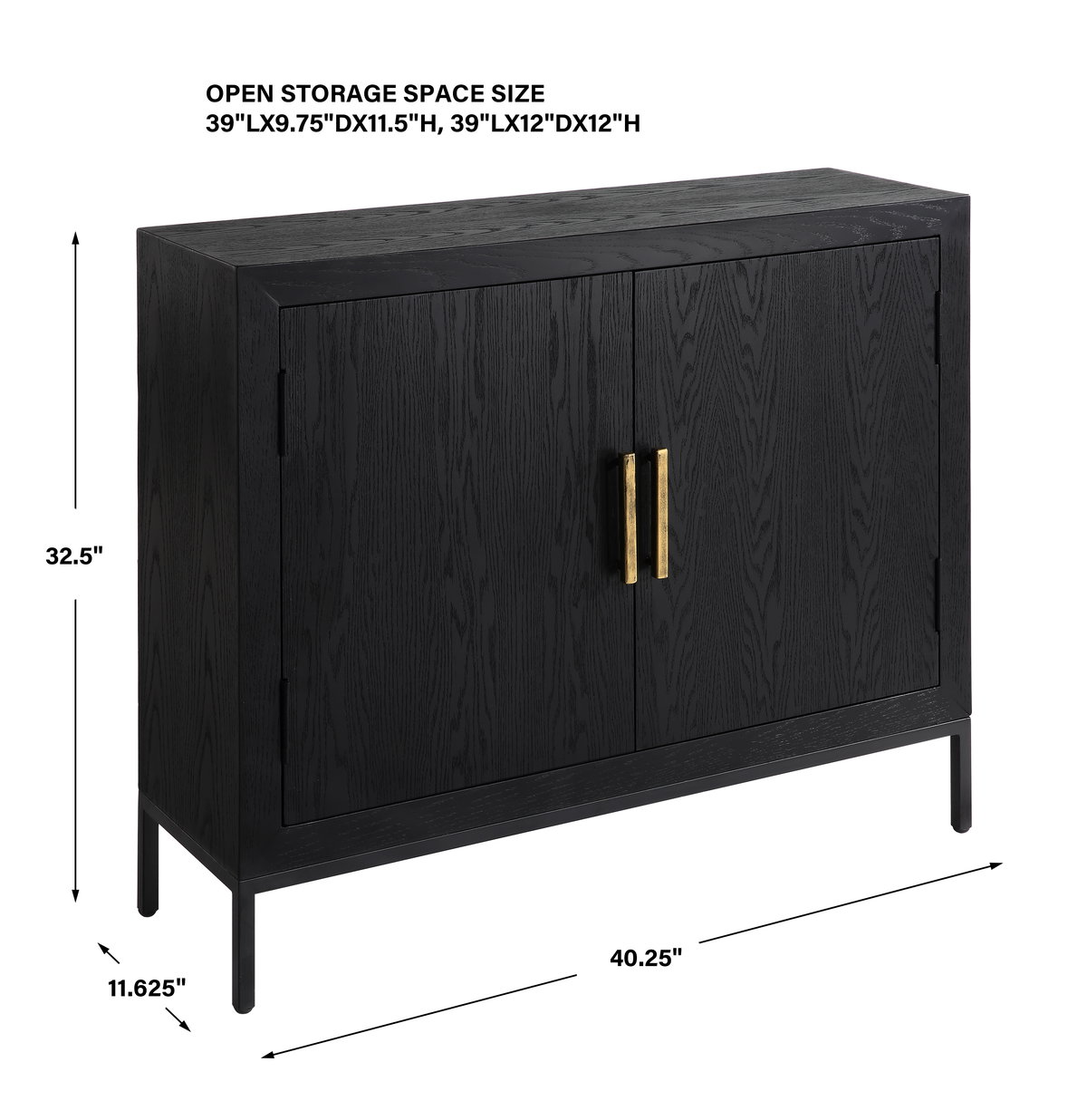 Front Range Dark Oak 2 Door Cabinet, Furniture by Uttermost, 40.25" width x 34" height x 13" depth View 3