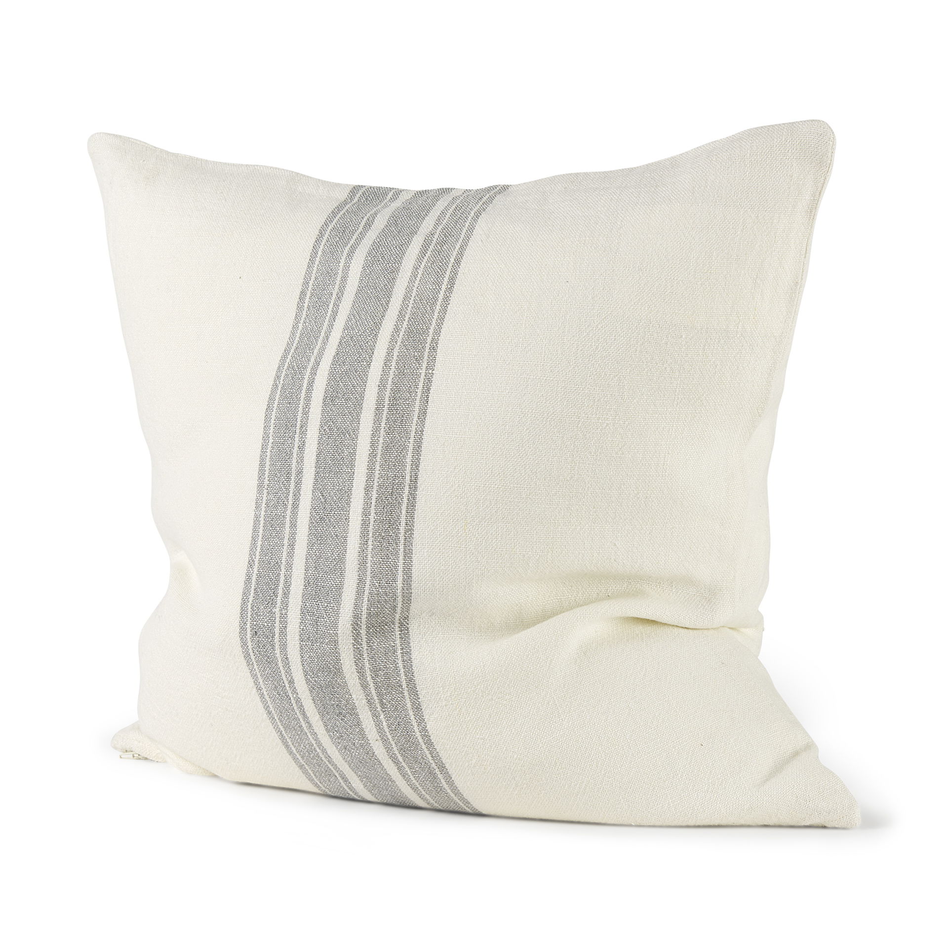 Patrice 22 x 22 Cream With Gray Stripes Decorative Pillow Cover, by Mercana, 22" length x 22" width x 0.2" height View 1