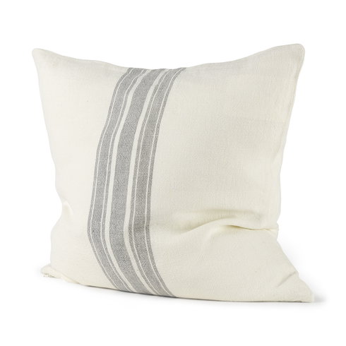 Patrice 22x22 Cream With Gray Stripes Pillow Cover