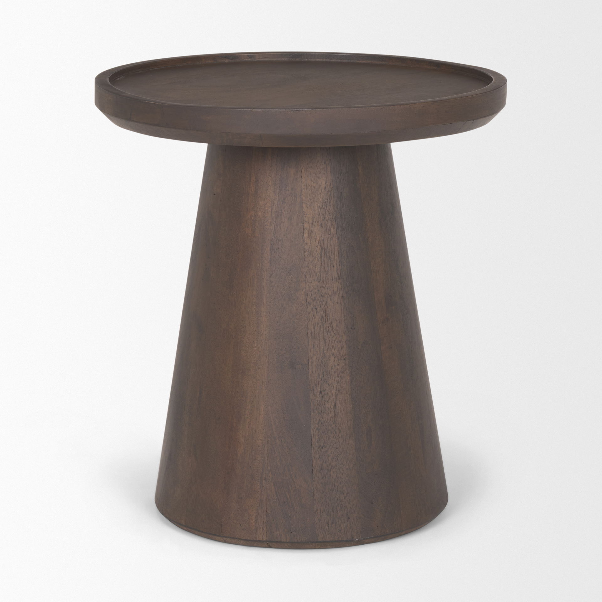 Takoda Dark Brown Wood Tapered Drum Accent Table, Side & End Table by Mercana, 19" length x 19" width x 20.5" height View 5