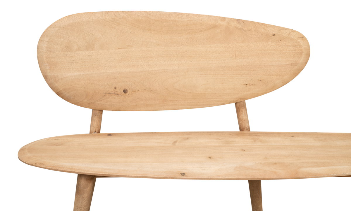Pebble Bench (1 Back) Lionskin Finish, by Sarreid, 1'3" length x 4'6" width x 2'11" height View 3