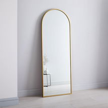 Online Designer Home/Small Office Metal Frame Arched Floor Mirror, Antique Brass