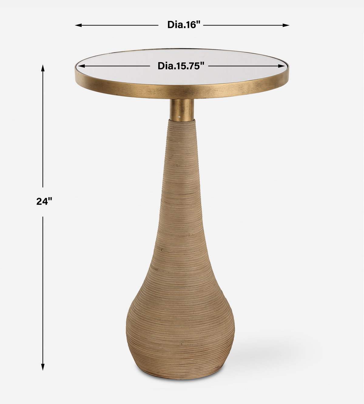 Terra Brass Accent Table, Side & End Table by Uttermost, 16" width x 24" height x 16" depth View 3