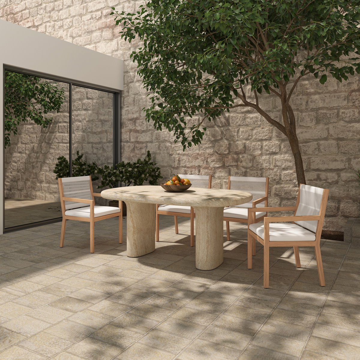 Warby Outdoor Dining Table Beige, Outdoor Table by Moe's Home, 6'6" width x 2'6" height x 3'6" depth View 12