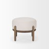 Gwynn Oatmeal Fabric with Dark Brown Wood Pouf thumbnail 3