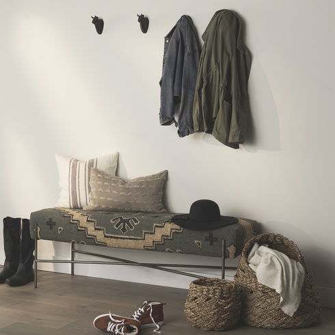 Avery I 55L x 17W Multi Colored Upholstered Patterned Seat Accent Bench