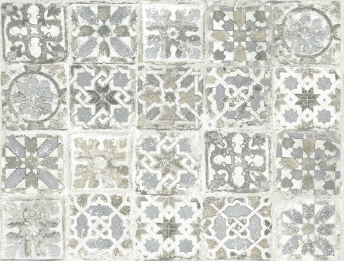 Ecaustic Tile Grey Peel & Stick Wallpaper