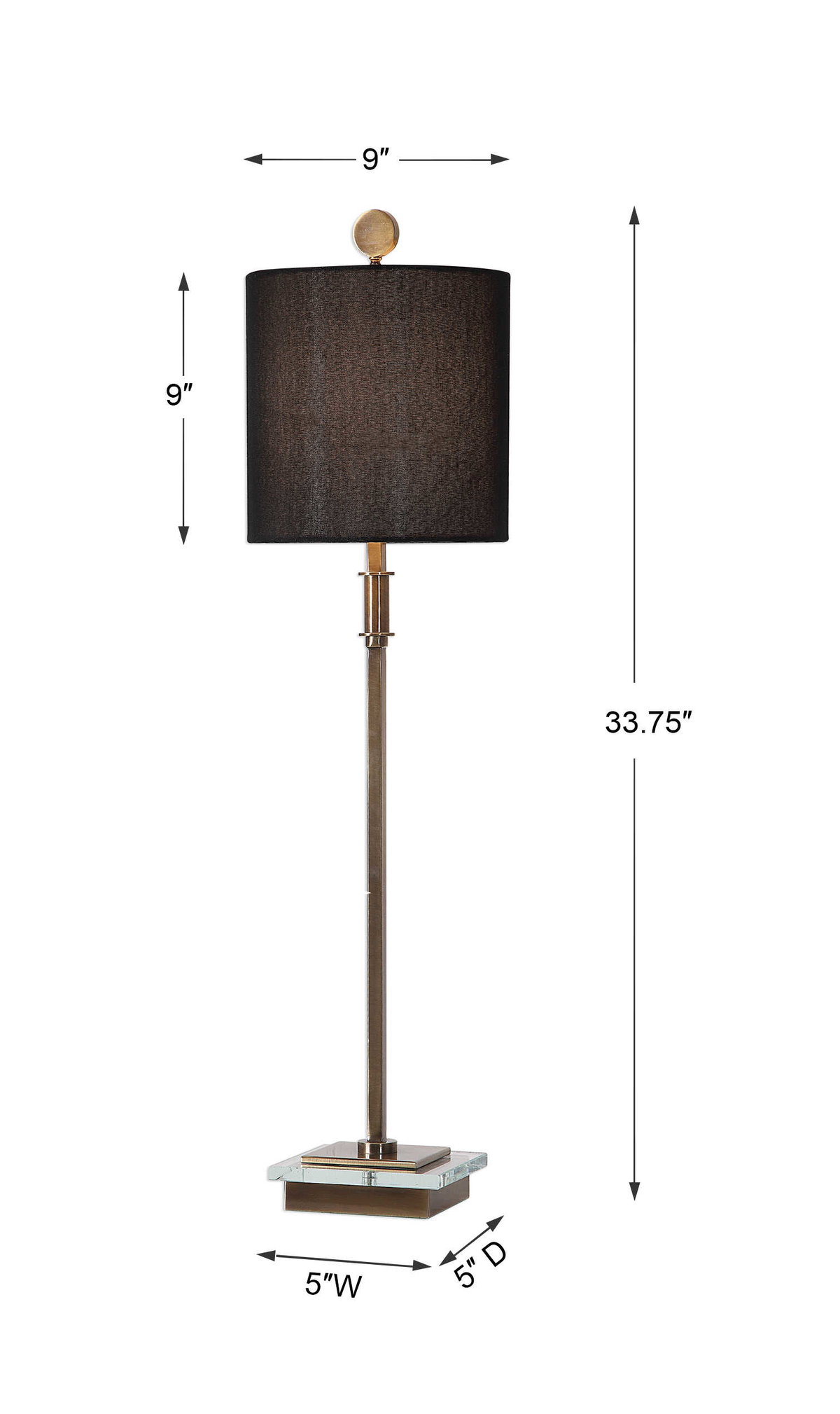 Volante Antique Brass Table Lamp, by Uttermost, 9" width x 33.75" height x 9" depth View 3