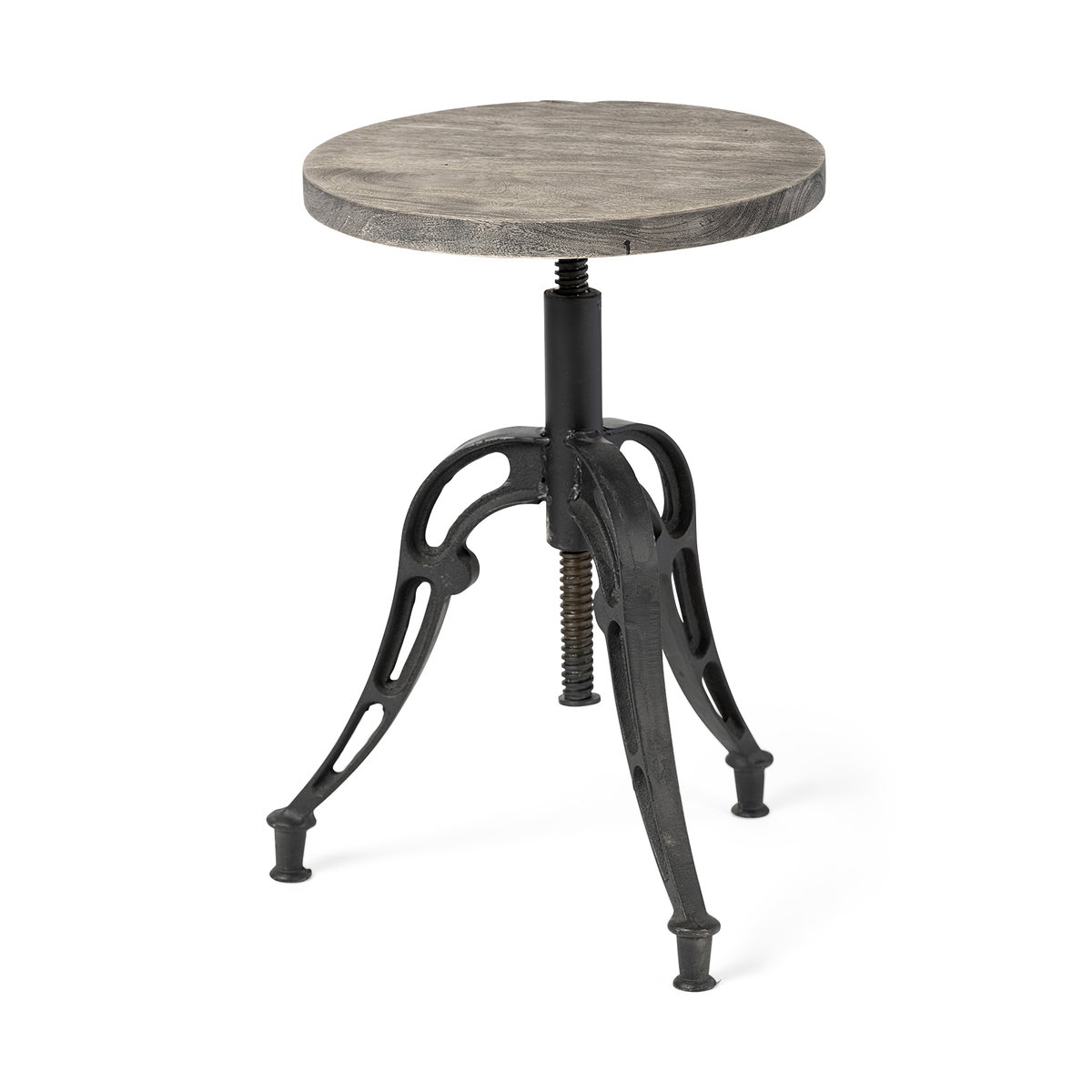 Emslie Backless 19in-25in Seat Counter Stool | Brown Wood with Metal, Counter & Bar Stool by Mercana, 15.75" length x 15.75" width x 26" height View 1