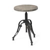 Emslie I 19'-25' Brown Wood Seat Black Metal Frame Stool, Counter & Bar Stool by Mercana, 15.75" length x 15.75" width x 26" height thumbnail 1