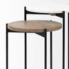 Larkin II Marble and Medium Brown Wood Round Tabletop Nesting End/Side Tables, Side & End Table by Mercana, 16" length x 16" width x 24" height thumbnail 10