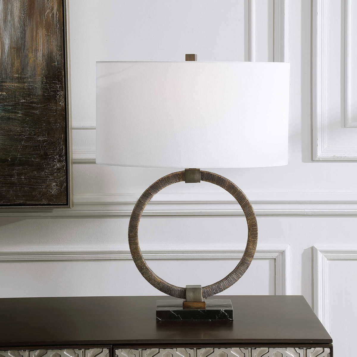 Relic Aged Gold Table Lamp, by Uttermost, 19" width x 26" height x 10" depth View 2