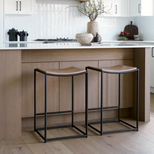 Taniel Backless 26in Seat Counter Stool | Light Brown Metal with Metal