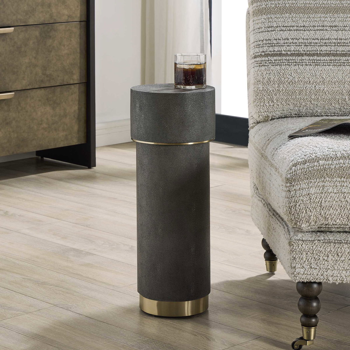 Wessex Charcoal Drink Table, Side & End Table by Uttermost, 8.5" width x 22.5" height x 8.5" depth View 2