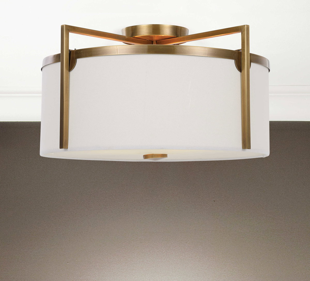 Colfax Brass 3 Light Semi Flush, Ceiling Light by Uttermost, 21" width x 11.25" height x 21" diameter x 21" depth View 2