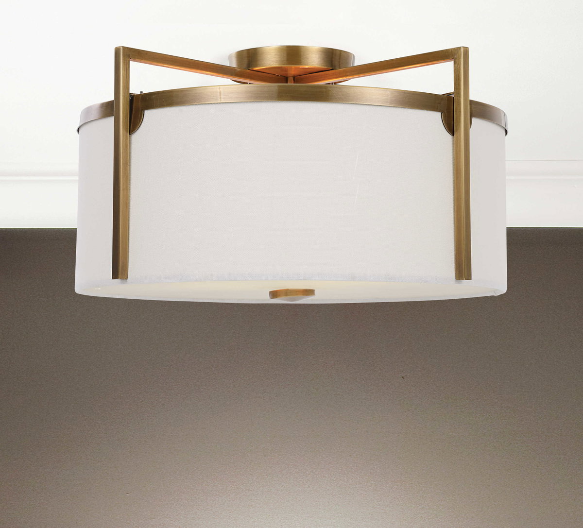 Colfax Brass 3 Light Semi Flush, by Uttermost, 1'9" width x 11.25" height x 1'9" diameter x 1'9" depth View 2