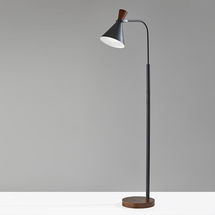 Online Designer Living Room Walnut Led Task Floor Lamp, Black & Walnut