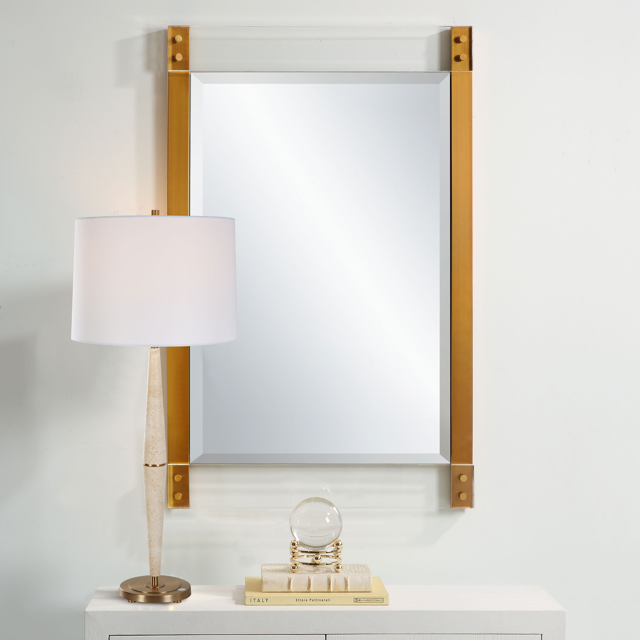 Nera Plated Brass Mirror, by Uttermost, 28" width x 44" height x 2" depth View 2