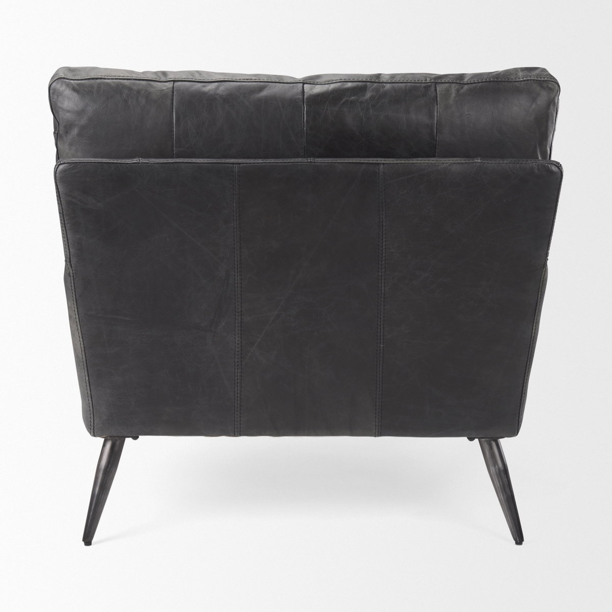 Cochrane  Black Leather Wrapped Chair, Accent Chair by Mercana, 34.5" length x 33" width x 32.5" height View 5
