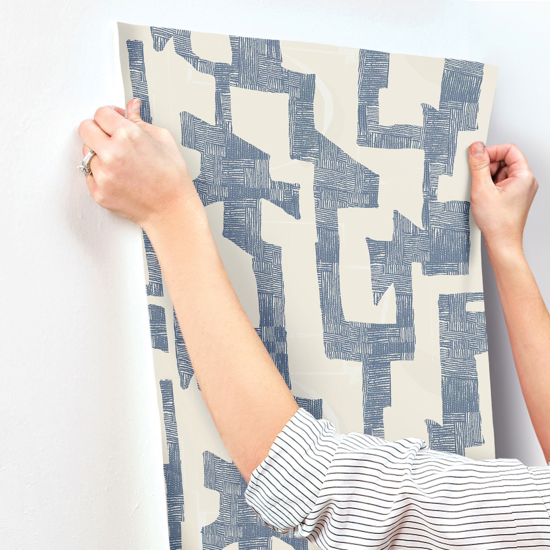 Modern Tribal Almond & Navy Wallpaper large image 