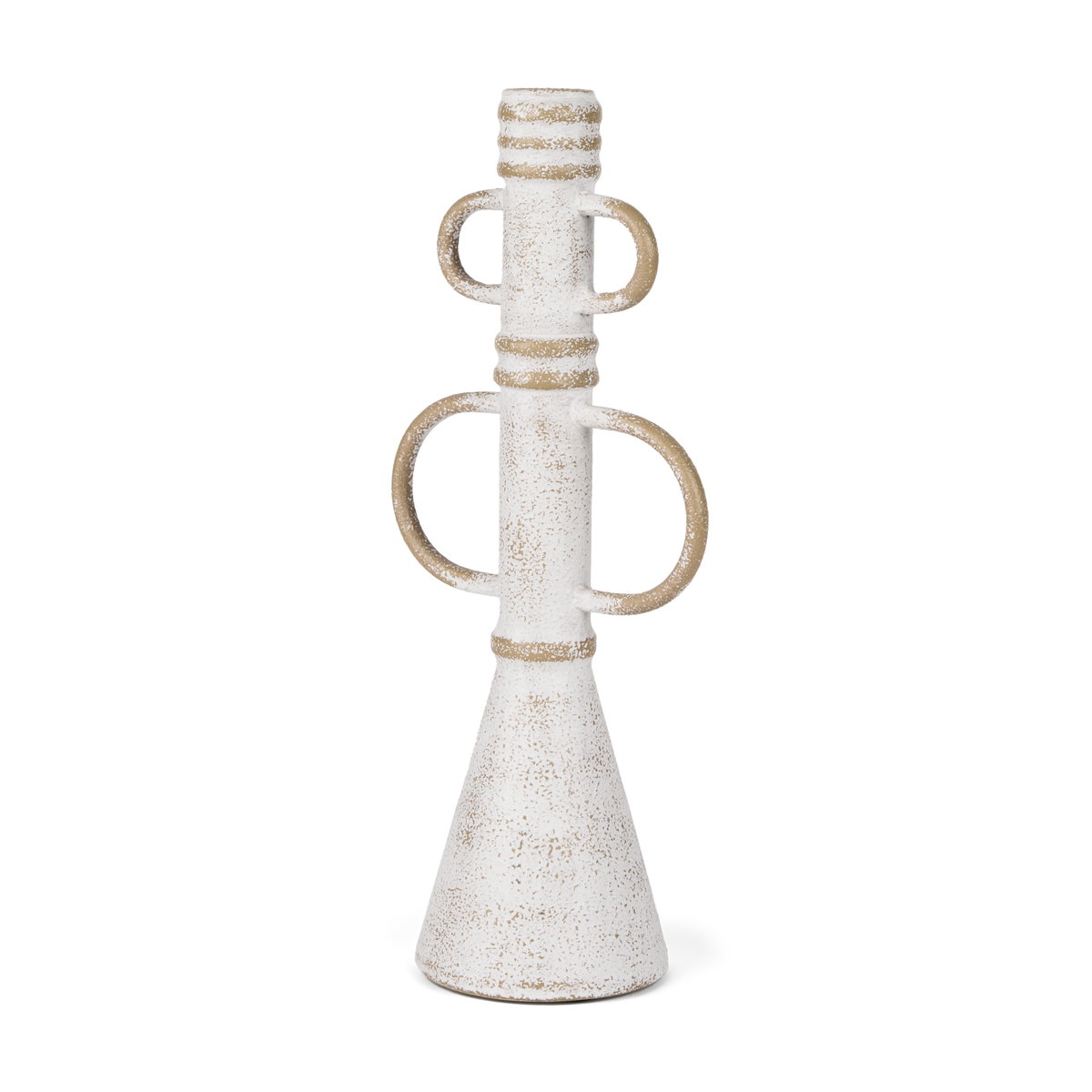 Ziva Large Distressed White Metal Sculptural Object, Decorative Object by Mercana, 5.91" length x 3.94" width x 13.78" height View 1