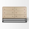 Ciara 6 Drawer Beige Fir Veneer with Black Metal Sideboard, Sideboards & Buffet by Mercana, 61.22" length x 15.94" width x 38.39" height thumbnail 3